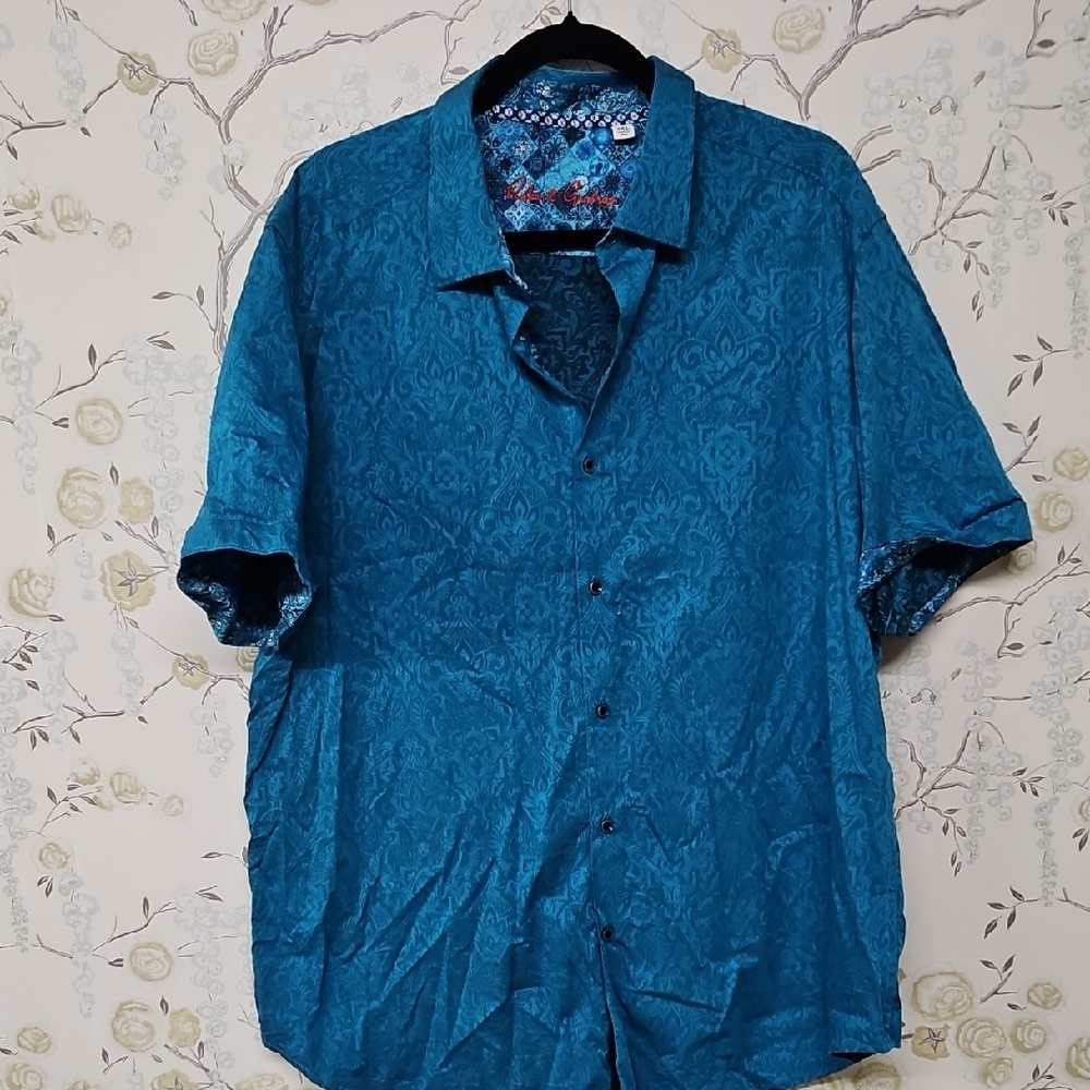 Robert Graham Teal Blue Patterned Shirt 3x A Beauty For Sure!